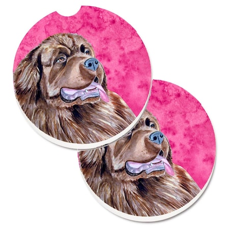 Carolines Treasures Pink Newfoundland  Cup Holder Car Coaster, PK2 LH9354PKCARC